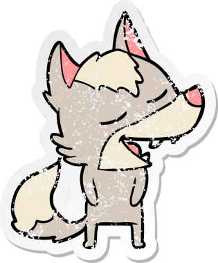 Bir insan tarafından çizilmiş bir karikatür kurdunun sıkıntılı çıkartması.