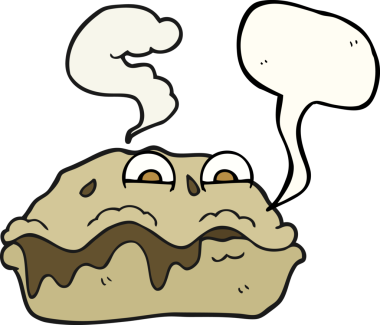 Bir insan tarafından çizilmiş serbest konuşma balonu karikatürü sıcak turta