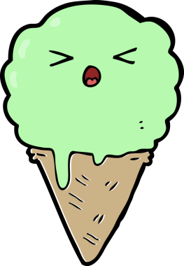 Bir insan tarafından çizilmiş karikatür dondurma.