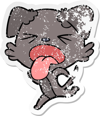 Bir insan tarafından çizilmiş koşan bir köpeğin sıkıntılı çıkartması.