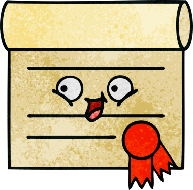 Bir insan tarafından çizilmiş sertifikanın grunge desen karikatürü