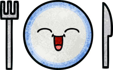 Bir insan tarafından çizilmiş yemek tabağının retro grunge deseni.