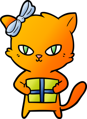 Bir insan tarafından çizilmiş sevimli çizgi film kedisi.