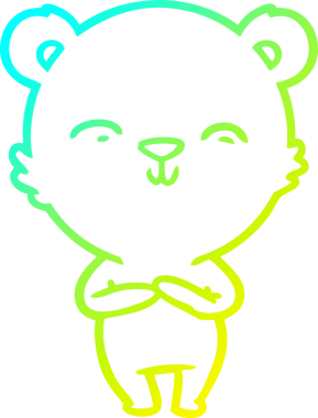 Bir insan tarafından çizilen mutlu çizgi film ayısının soğuk gradyan çizgisi.