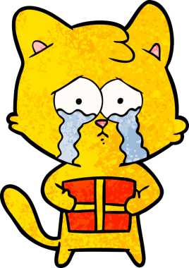 Bir insan tarafından çizilmiş çizgi film kedisi.