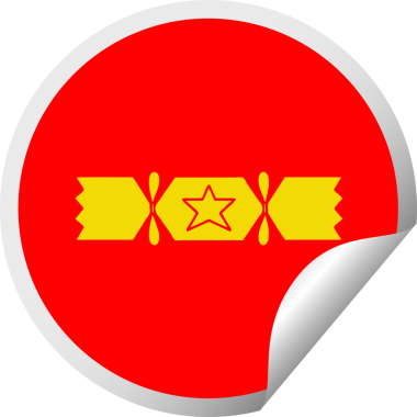 Bir insan tarafından çizilmiş bir Noel krakerinin dairesel kabuk soyucu karikatürü.