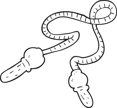 El yazısıyla çizilmiş siyah beyaz çizgi film bir insan tarafından çizilmiş ip atlama