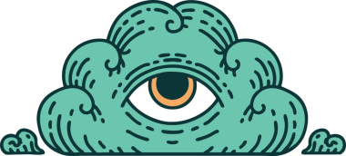 Bir insan tarafından çizilmiş her şeyi gören bir göz bulutunun ikonik dövme şekli.