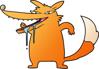 Şişko tilki çizgi film karakteri bir insan tarafından çizilmiş.