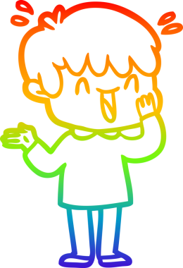 Gökkuşağının gradyan çizimi bir insan tarafından çizilmiş bir çizgi film karakteri.