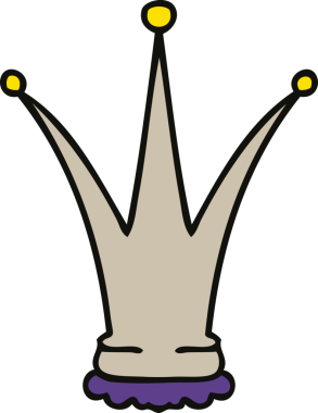 Bir insan tarafından çizilmiş tuhaf bir karikatür altın taç.