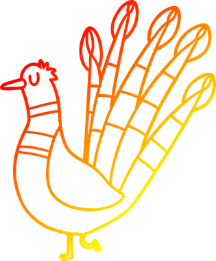 Bir insan tarafından çizilmiş bir tavus kuşunun sıcak çizgi çizimi