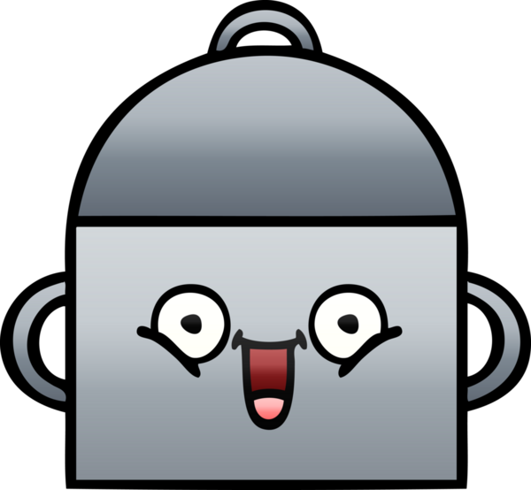 Bir insan tarafından çizilmiş tencerenin gölgeli karikatürü.