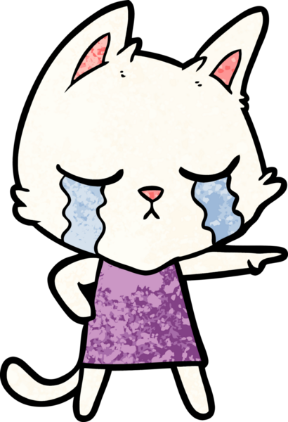 Ağlayan çizgi film kedisi, bir insan tarafından çizilmiş.