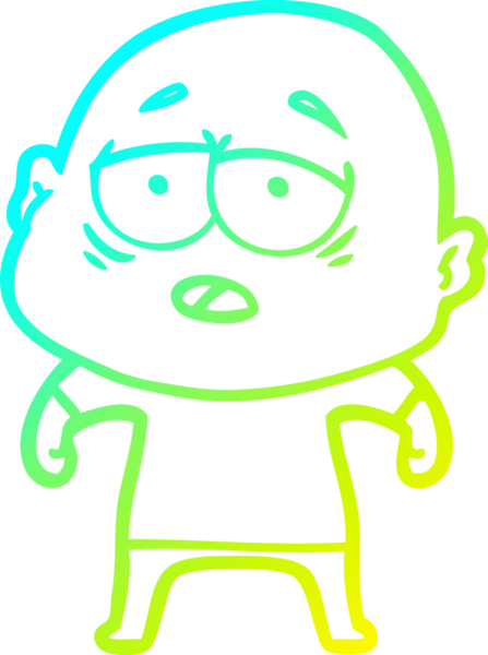 Bir insan tarafından çizilmiş, yorgun, kel bir adamın çizdiği soğuk çizgi.