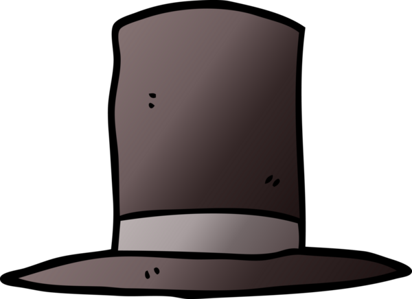 Bir insan tarafından çizilmiş karikatür silindir şapka.