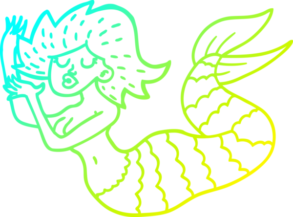 Bir insan tarafından çizilmiş bir karikatür kadın denizkızı çizimi