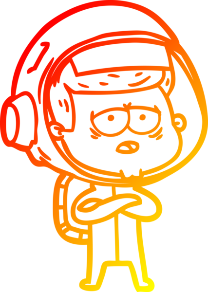 Bir insan tarafından çizilmiş, karikatür, yorgun astronot çizimi.