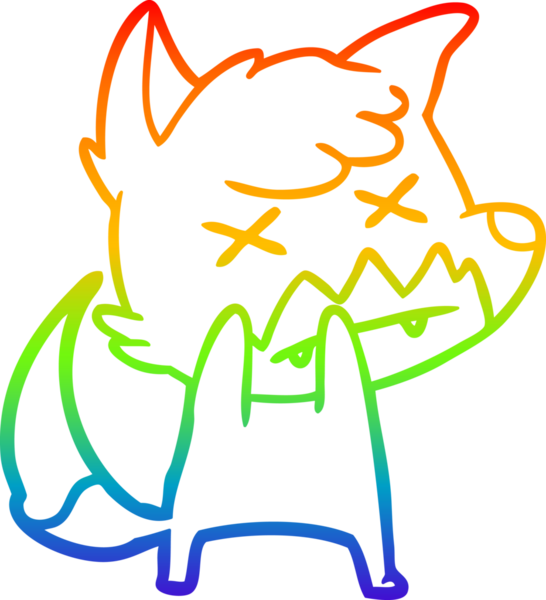 Gökkuşağı gradyan çizgi çizimi Bir insan tarafından çizilmiş ölü tilki