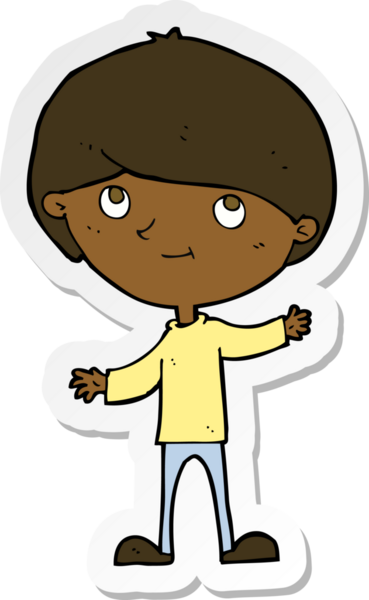 Bir insan tarafından çizilmiş mutlu bir çocuğun çıkartması.