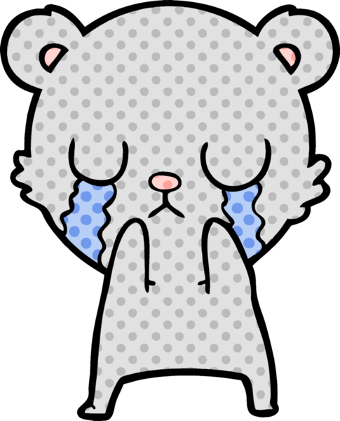 Bir insan tarafından çizilmiş ağlayan ayı karikatürü.