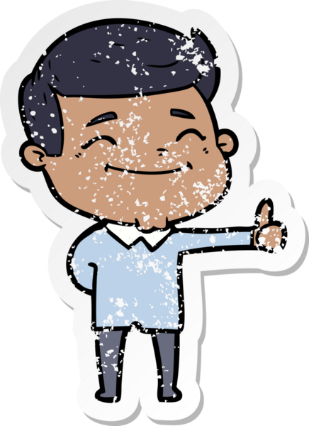 Bir insan tarafından çizilmiş mutlu bir çizgi film karakterinin sıkıntılı çıkartması.