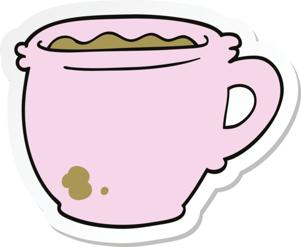 Bir insan tarafından çizilmiş sıcak kahve etiketi.