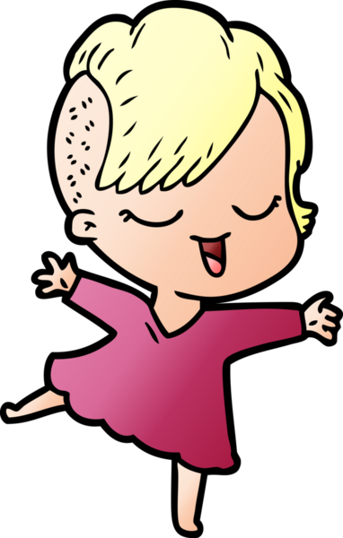Bir insan tarafından çizilmiş mutlu çizgi film kızı.