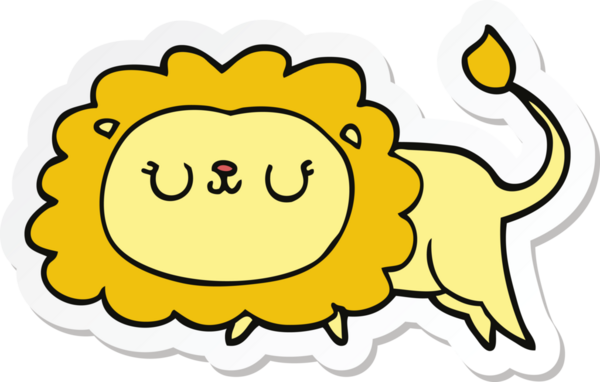 Bir insan tarafından çizilmiş karikatür aslanının çıkartması.