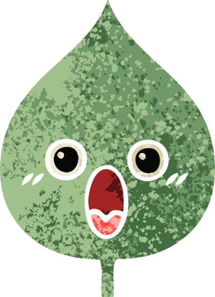 Bir insan tarafından çizilmiş dışavurumsal yaprağın retro çizim tarzı karikatürü