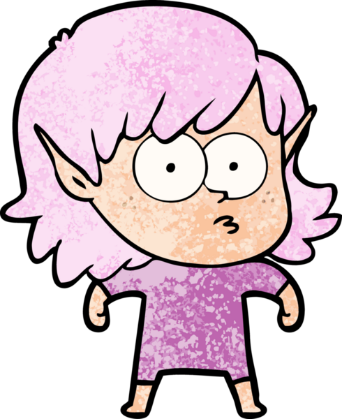 Bir insan tarafından çizilmiş çizgi film elf kızı.