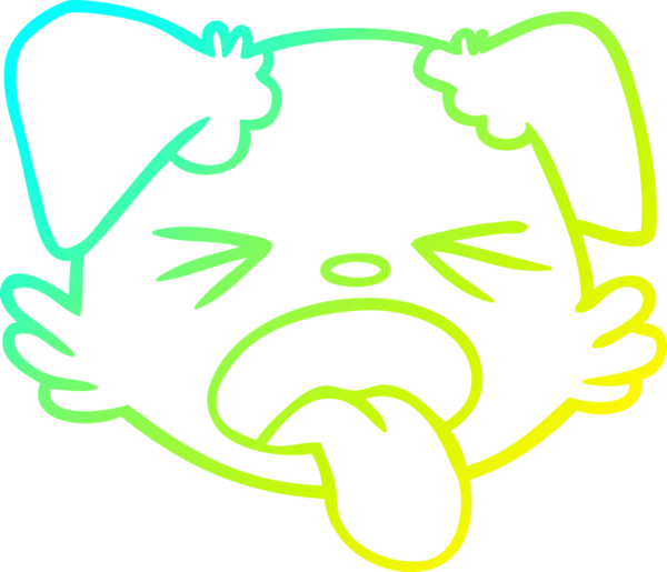 Bir insan tarafından çizilmiş bir karikatür köpek yüzü çizimi.