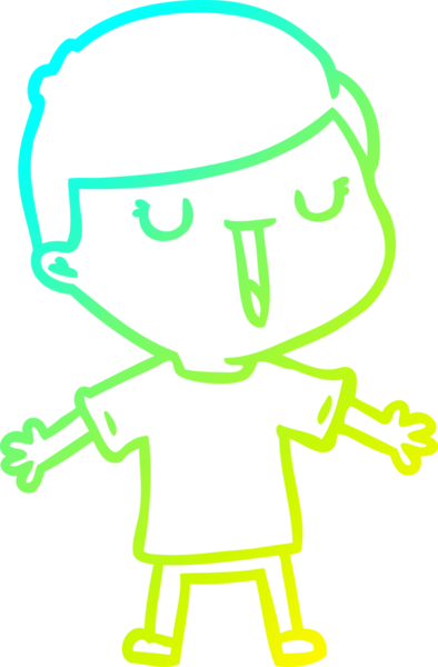 Bir çizgi film karakteri çizen soğuk çizgi bir insan tarafından çizilmiş mutlu çocuk.