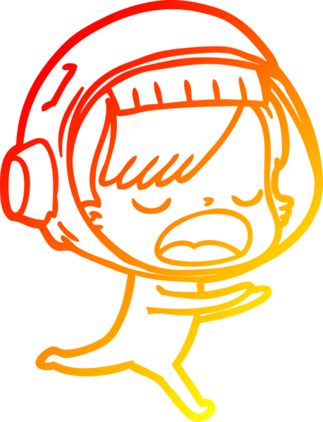 Bir insan tarafından çizilen çizgi film astronot bir kadının sıcak çizgi çizimi