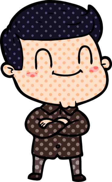 Bir insan tarafından çizilmiş çizgi film dostu bir adam.