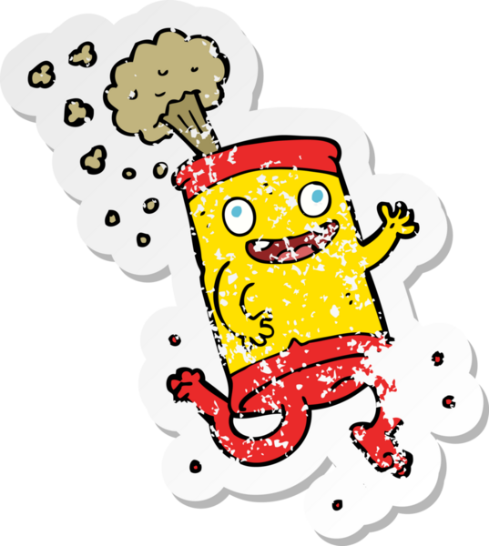 Bir insan tarafından çizilmiş bir karikatür çılgın soda kutusunun geriletilmiş yapıştırması.