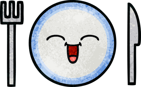 Bir insan tarafından çizilmiş yemek tabağının retro grunge deseni.