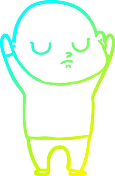 Bir insan tarafından çizilmiş kel bir adamın soğuk çizgi çizimi.