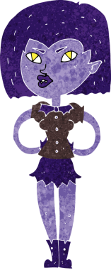 Bir insan tarafından çizilmiş vampir kız çizgi filmi.