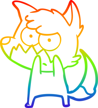 Gökkuşağı gradyan çizgi çizimi bir insan tarafından çizilmiş bir tilki