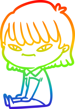 gökkuşağı gradyan çizimi bir insan tarafından çizilmiş bir karikatür kadın