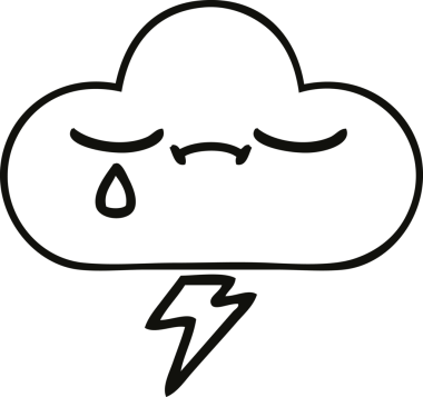 Bir insan tarafından çizilmiş bir gök gürültüsü bulutunun çizgi çizimi