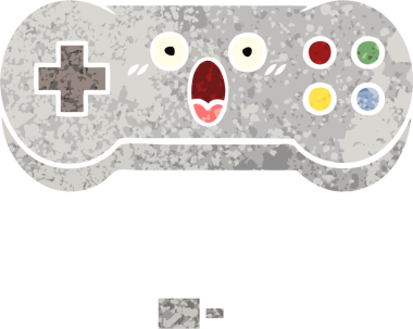 Bir insan tarafından çizilmiş bir oyun denetleyicisinin retro illüstrasyon tarzı karikatürü