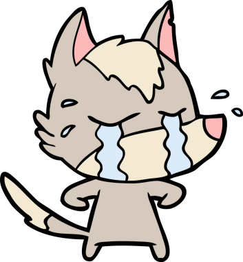 Bir insan tarafından çizilmiş ağlayan kurt çizgi filmi.