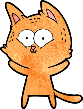 Bir insan tarafından çizilmiş çizgi film kedisi.