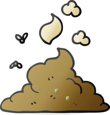 Bir insan tarafından çizilmiş, karikatür çizilmiş, buğulanmış bok yığını.