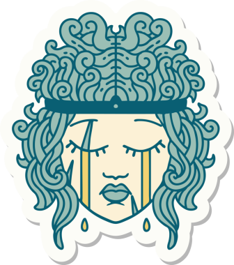 Bir insan tarafından çizilmiş ağlayan bir insan barbarının çıkartması.