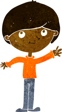 Bir insan tarafından çizilmiş mutlu çocuk çizgi filmi.