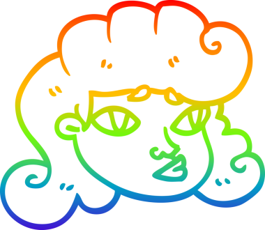 Gökkuşağı gradyan çizgi çizimi. Bir insan tarafından çizilmiş sarışın bir kız.