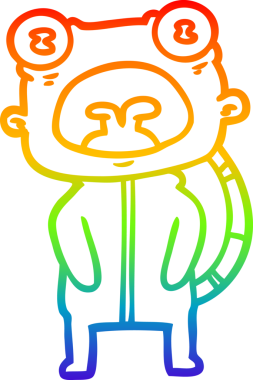 Gökkuşağı gradyanı çizimi bir çizgi film. Bir insan tarafından çizilmiş garip bir uzaylı.